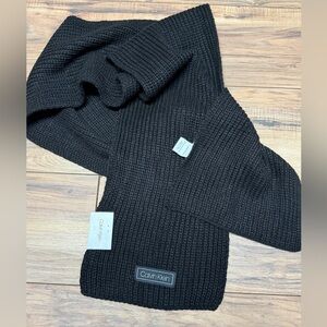NWT. Calvin Klein Black Knit Scarf. 100% acrylic.